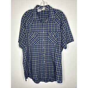 Vintage Western Frontier Mens Size XL Pearl Snap Plaid Shirt Cowboy Rodeo
